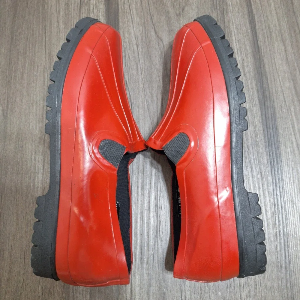 Chromatics by Totes Women Size 10 Red Rubber Rain Shoes Slip On Clogs Waterproof